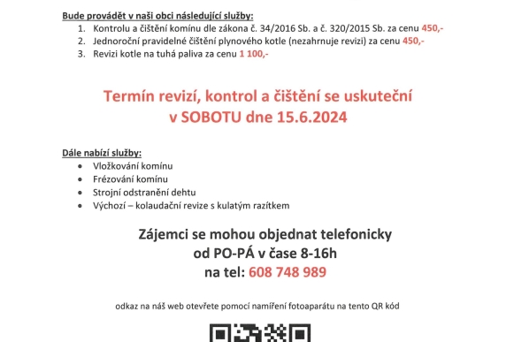 Sdružení kominíků a topenářů - revize, kontroly a čištění 15.6.2024
